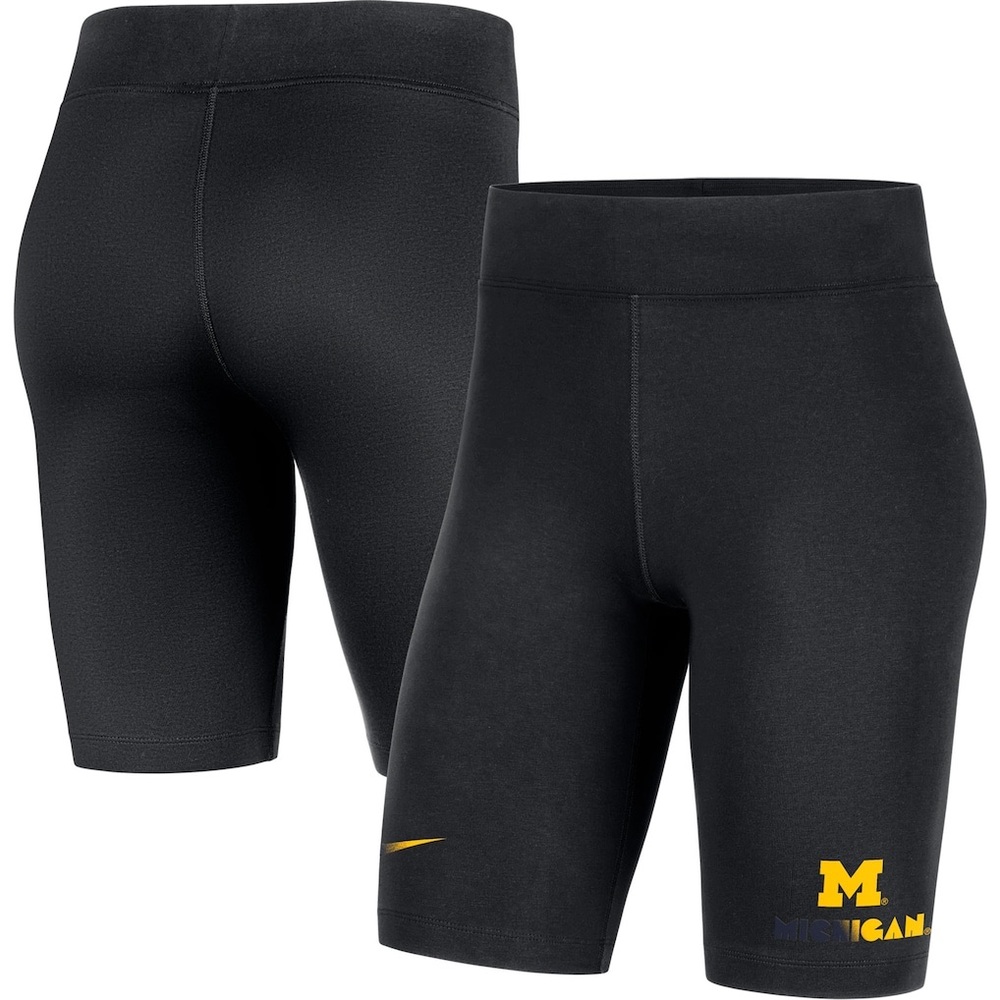 Nike‎ Black Michigan Wolverines Essential Tri-Blend Bike Shorts NWT